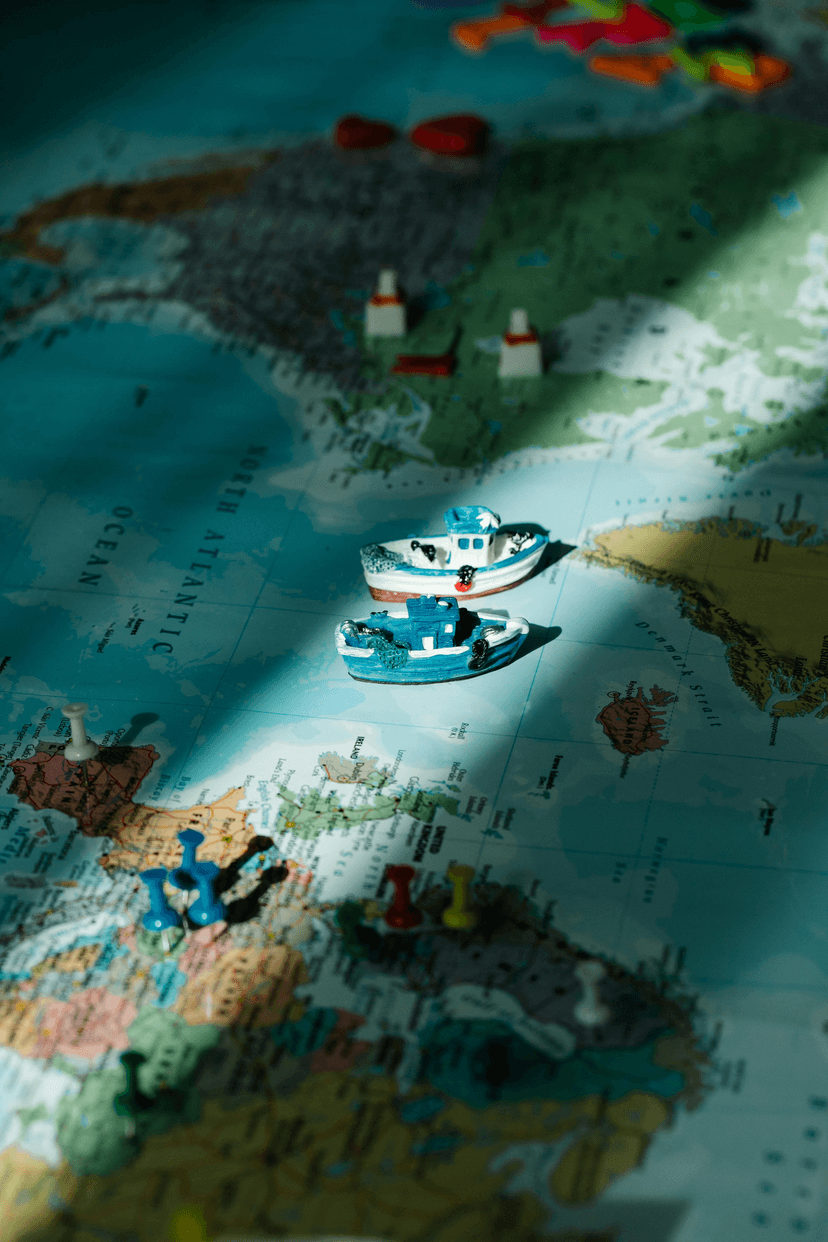 Toy Boats on World Map